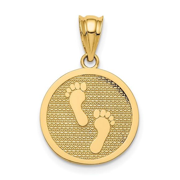 14k Yellow Gold Polished Reversible Have Faith/Footprints Pendant